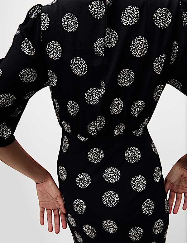 Printed Round Neck Midaxi Column Dress - DK