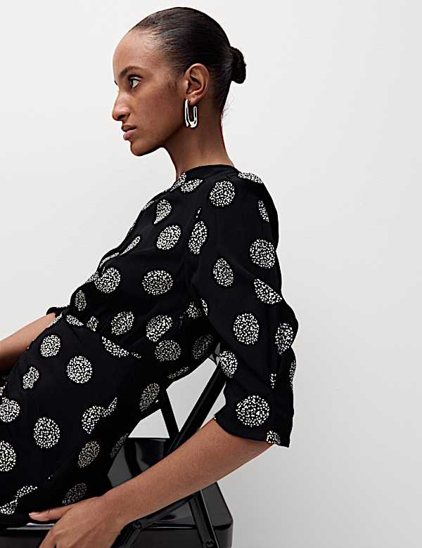 Printed Round Neck Midaxi Column Dress - DK