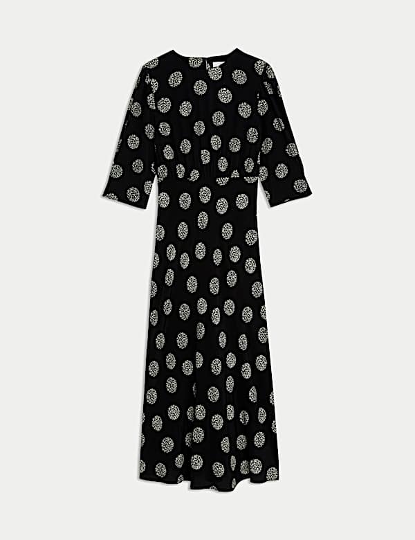Printed Round Neck Midaxi Column Dress - DK