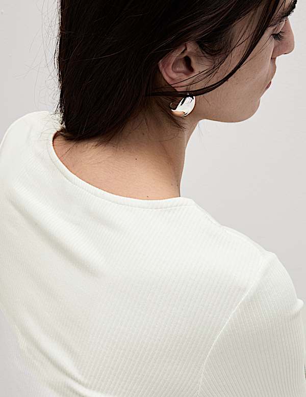 Cotton Blend Round Neck Midi Column Dress - PT