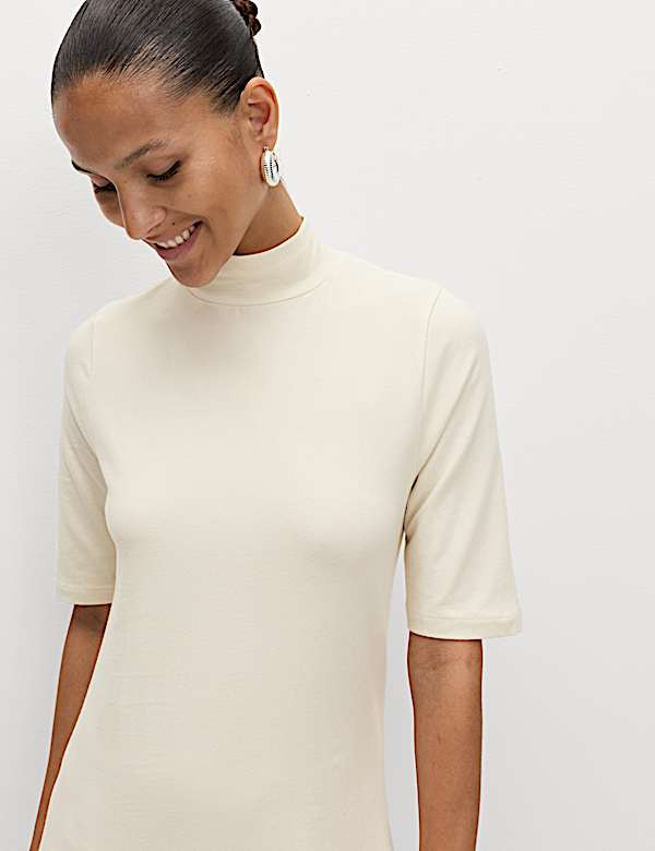 Katoenrijke midaxi-kolomjurk - BE