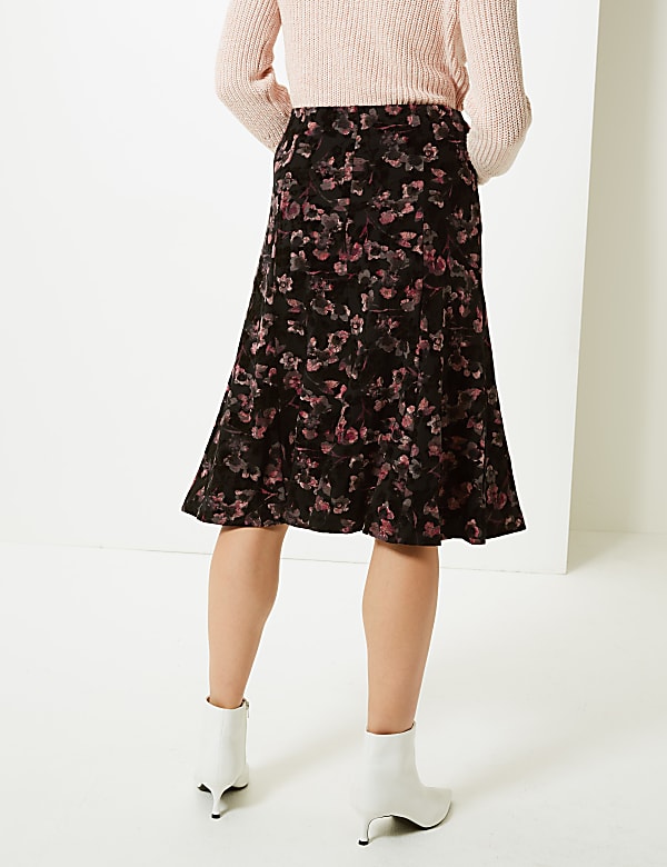 Floral Print A-Line Midi Skirt