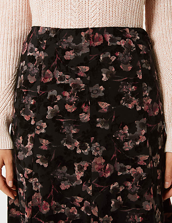 Floral Print A-Line Midi Skirt
