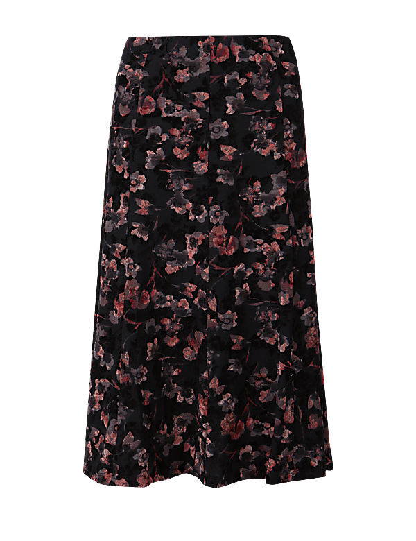 Floral Print A-Line Midi Skirt