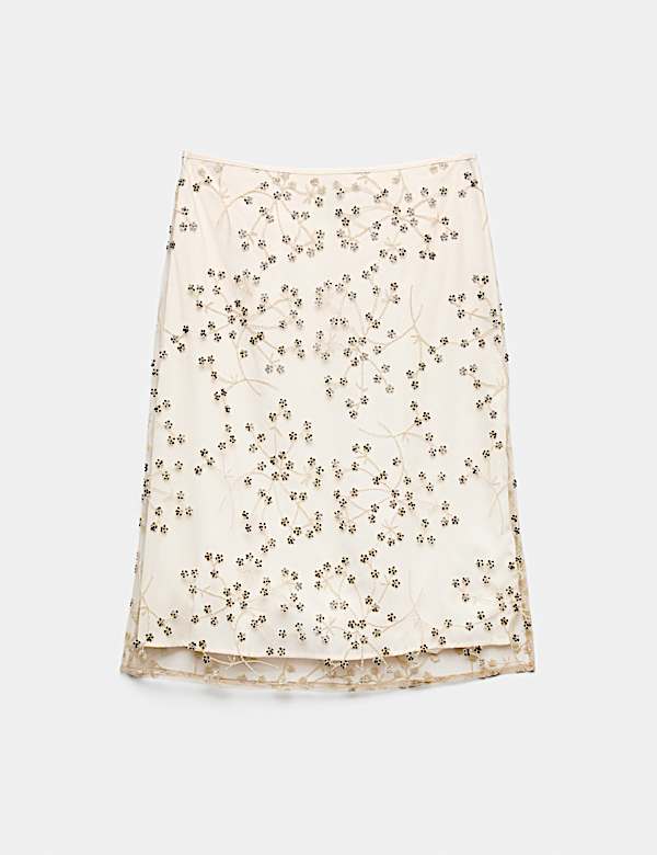 Embellished Knee Length Skirt - US