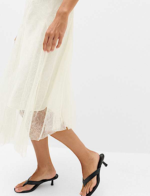 Lace Midi Asymmetric Skirt