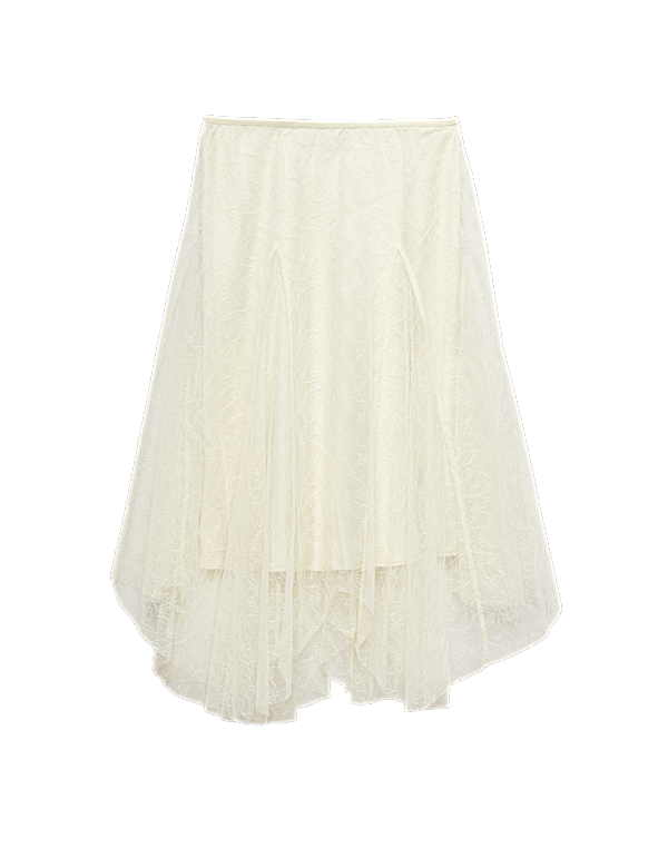Lace Midi Asymmetric Skirt
