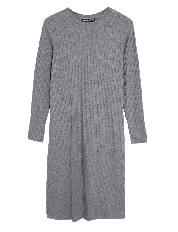 Jersey Ribbed Knee Length Swing Dress