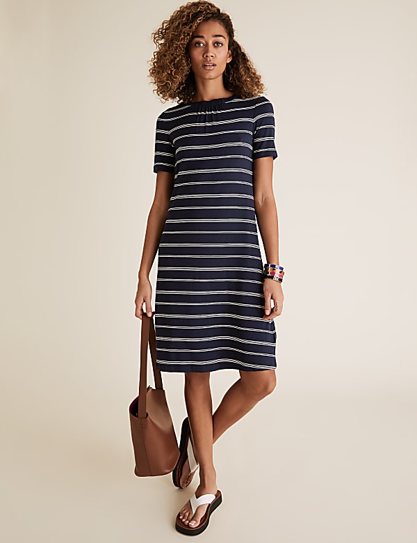 Jersey Striped Swing Dress