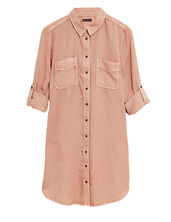 Tencel™ Knee Length Relaxed Shirt Dress