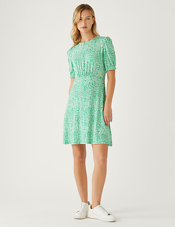 Jersey Printed Mini Skater Dress