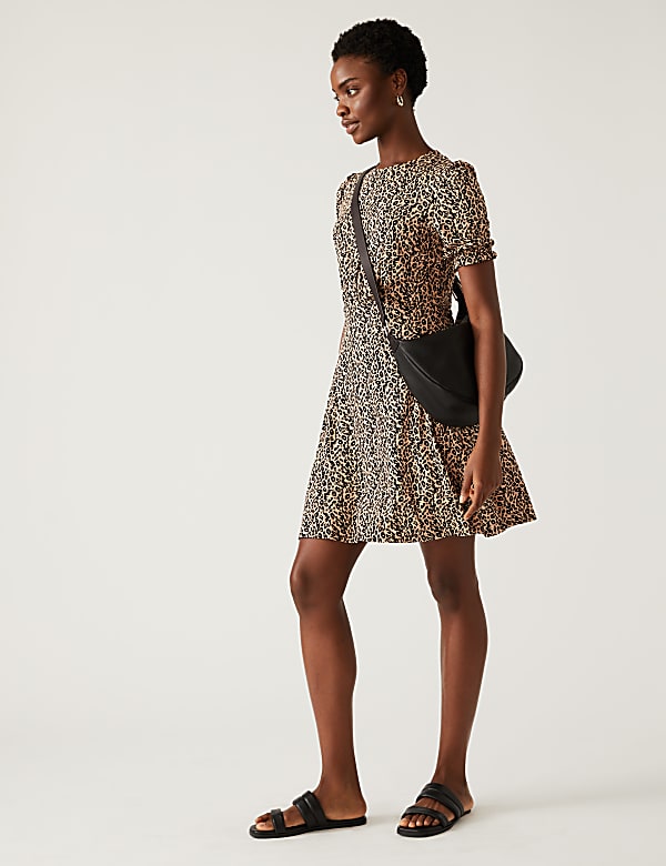 Jersey Printed Mini Skater Dress