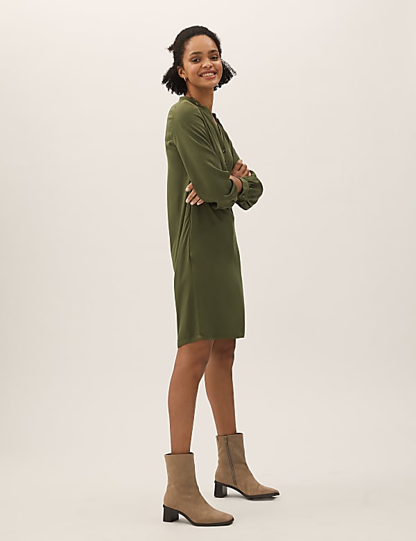 V-Neck Button Front Shift Dress