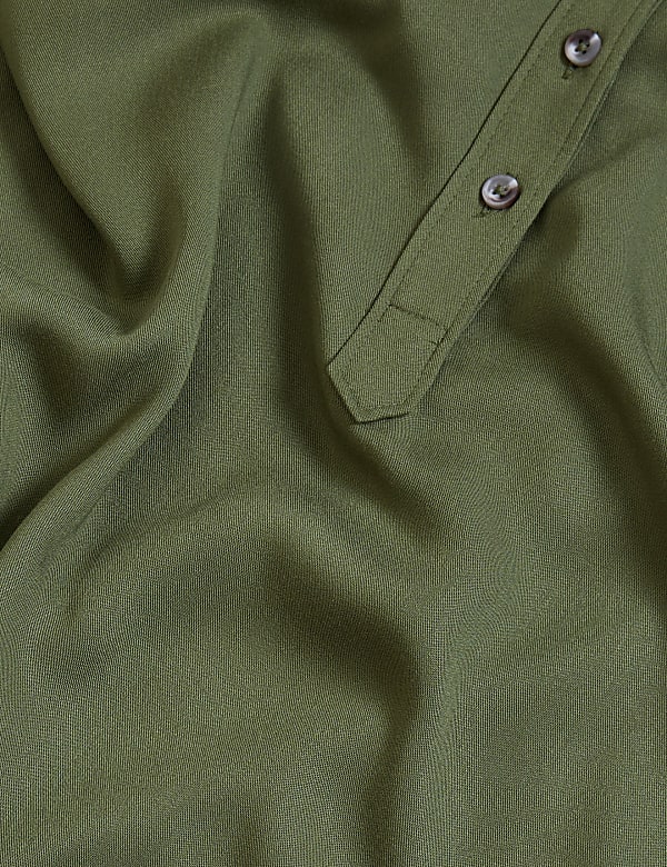 V-Neck Button Front Shift Dress