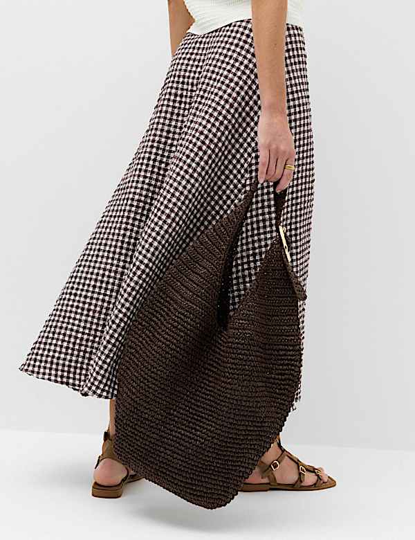 Cotton Rich Gingham Midaxi Circle Skirt - IT