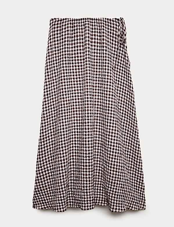 Cotton Rich Gingham Midaxi Circle Skirt - IT