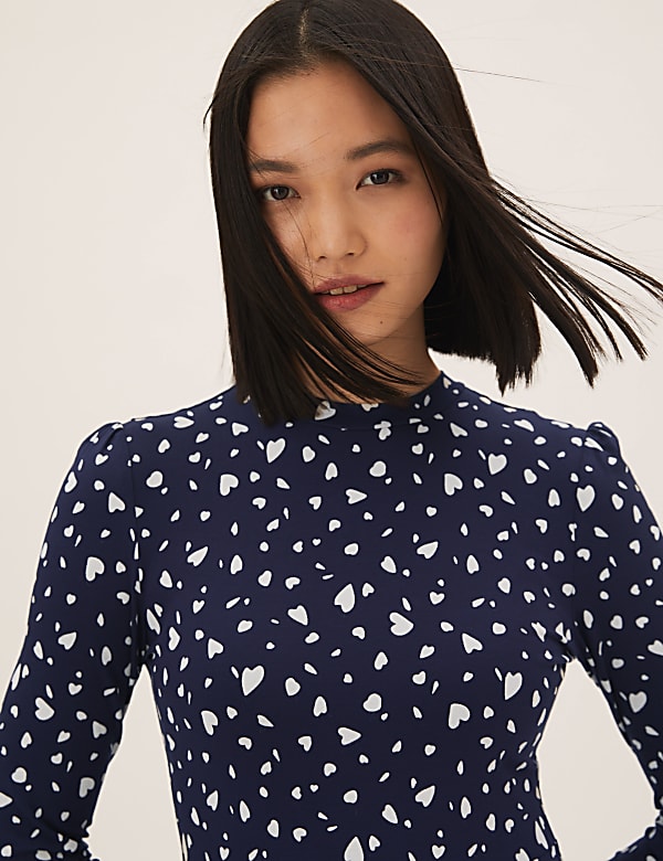 Jersey Printed Knee Length Skater Dress