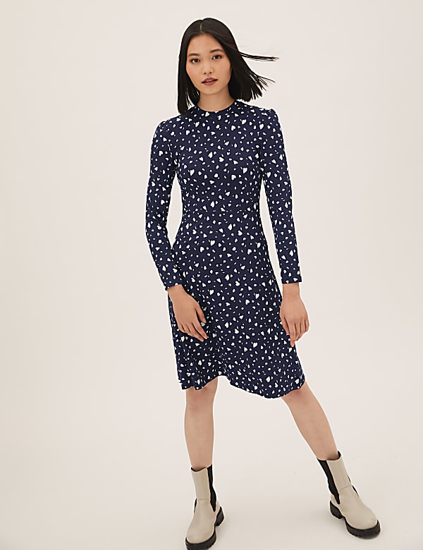 Jersey Printed Knee Length Skater Dress