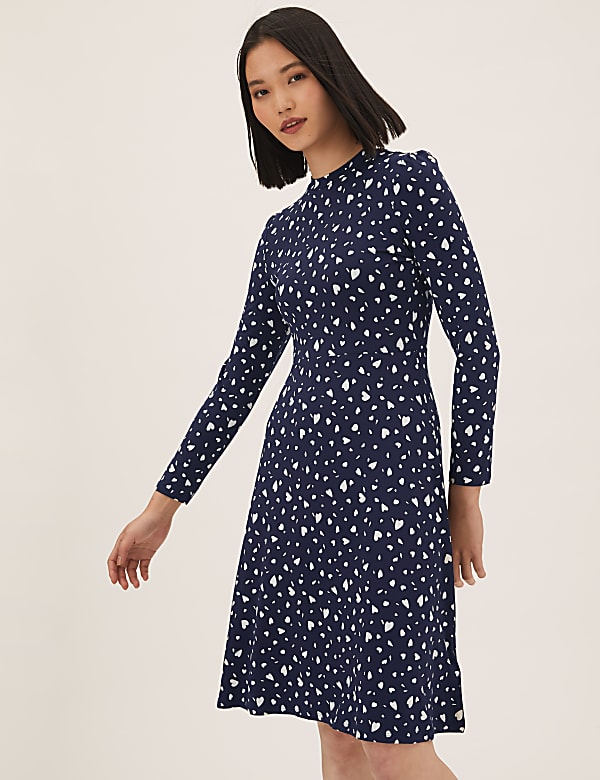 Jersey Printed Knee Length Skater Dress
