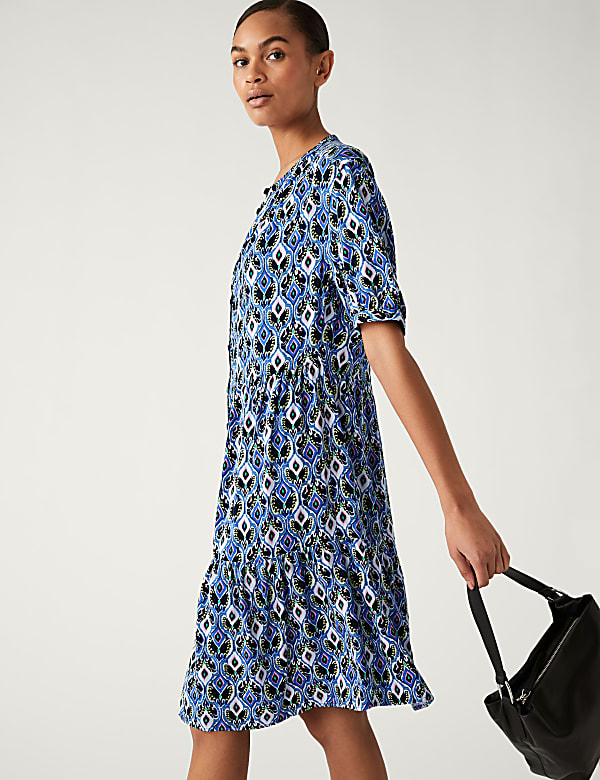 Buy Printed Knee Length Shirt Dress at Marks Spencer