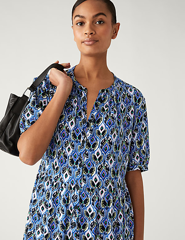Printed Knee Length Shirt Dress