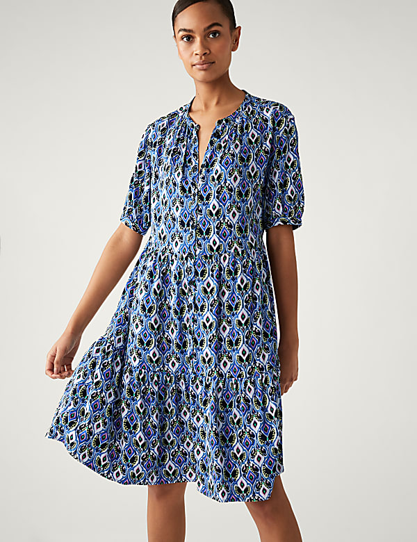 Printed Knee Length Shirt Dress