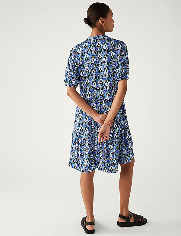 Printed Knee Length Shirt Dress