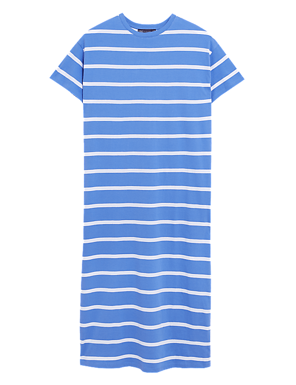 Pure Cotton Striped Midi T-Shirt Dress