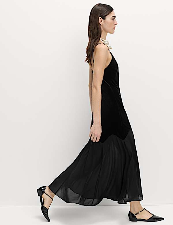 Sheer Square Neck Midaxi Slip Dress - IS