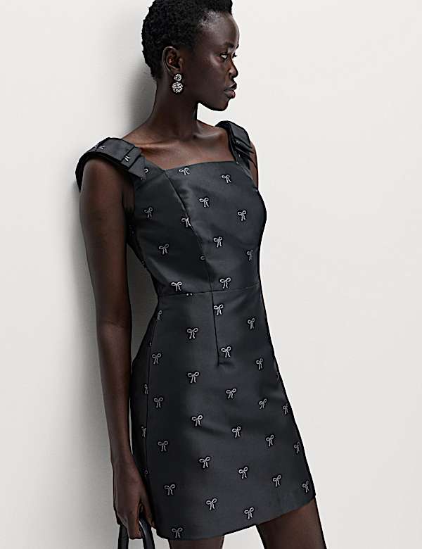 Bow Detail Mini Waisted Dress - TW