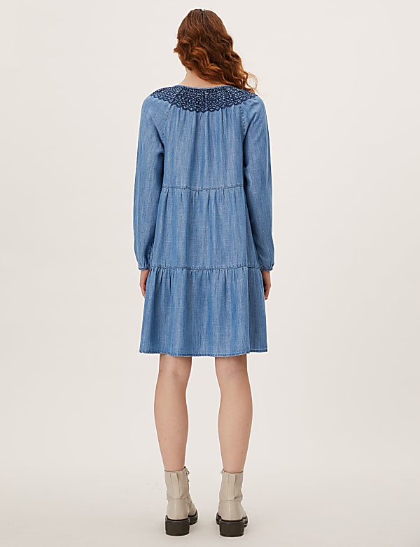 Pure Tencel Plain V-Neck Dress