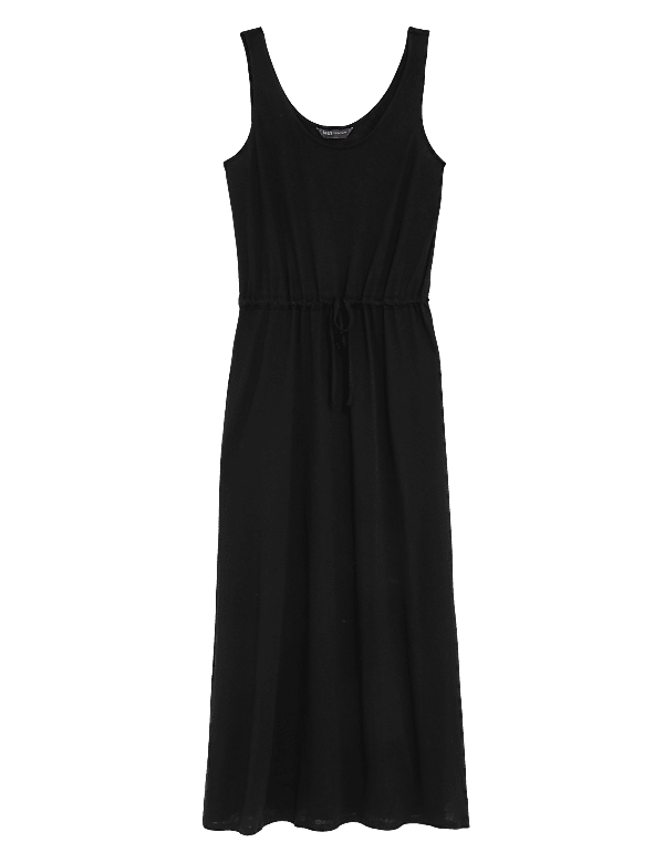 Linen Rich Jersey Midaxi Waisted Dress