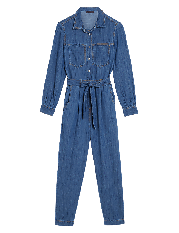 Buy Denim Belted Long Sleeve Jumpsuit at Marks Spencer