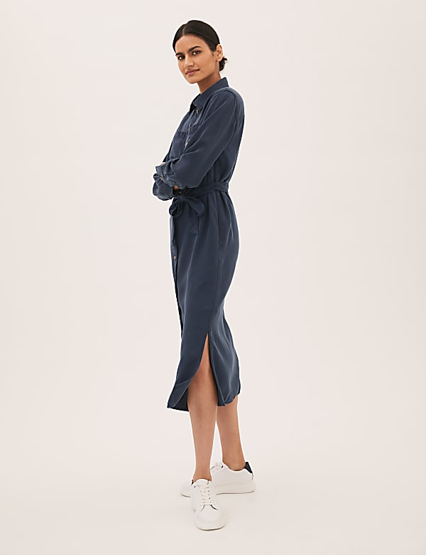 Pure Tencel™ Belted Midi Shirt Dress