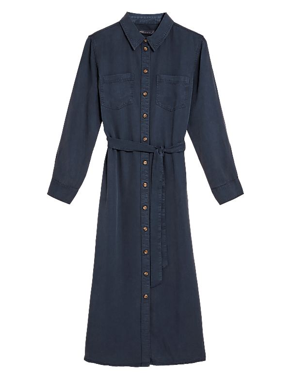 Pure Tencel™ Belted Midi Shirt Dress