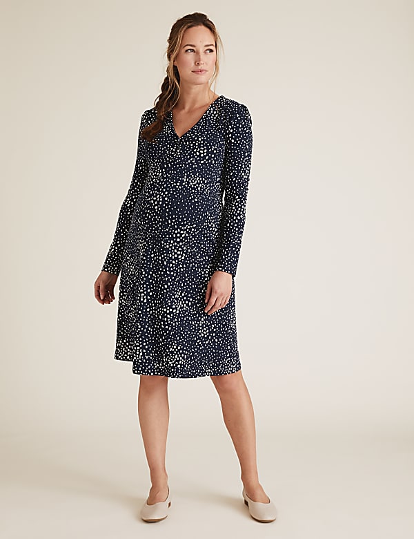 Maternity Jersey Polka Dot Skater Dress