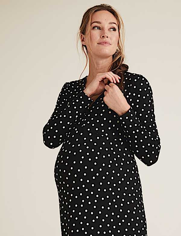 Maternity Jersey Polka Dot Skater Dress