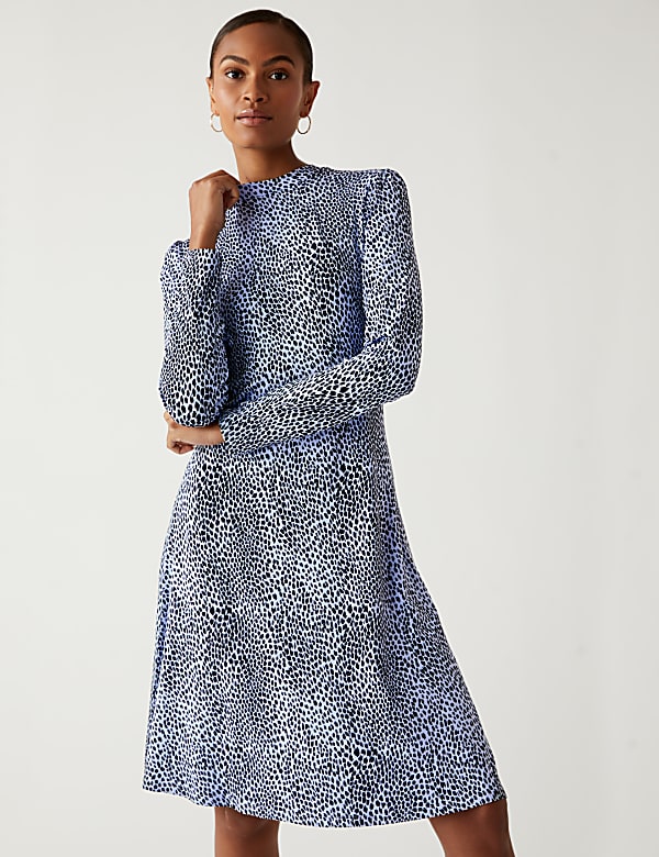 Jersey Printed Knee Length Skater Dress