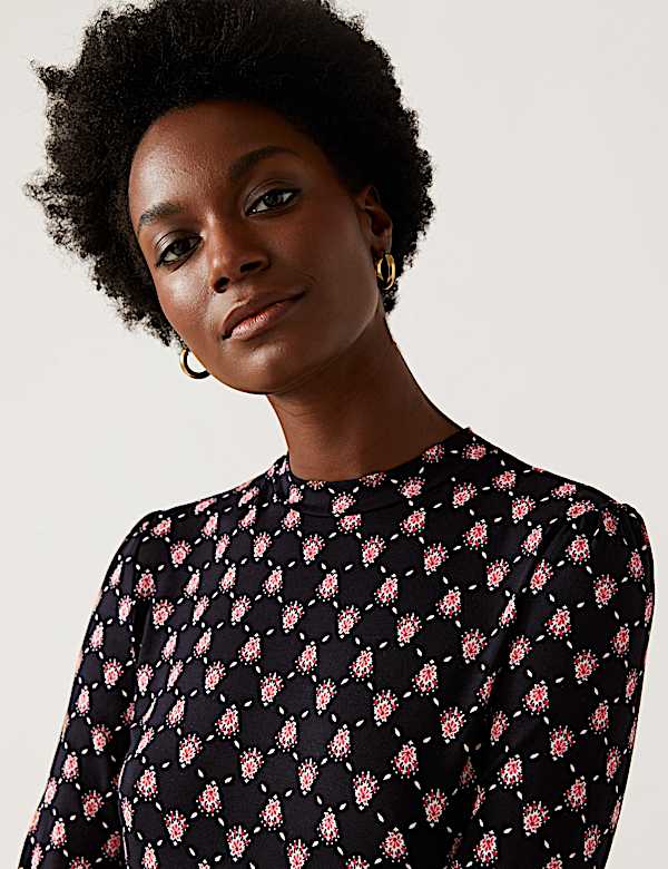 Jersey Printed Knee Length Skater Dress