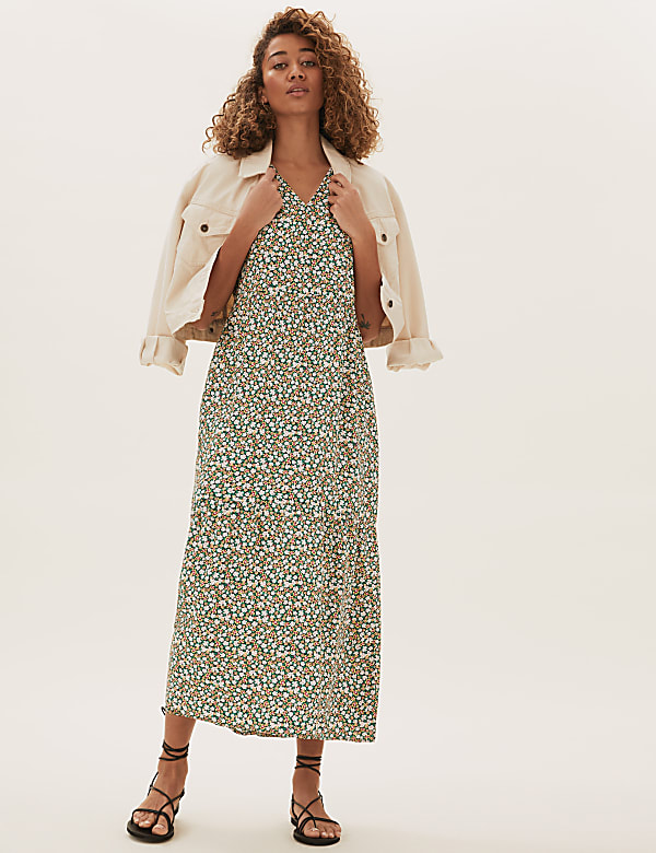 Marks and spencer floral midi dress clearance