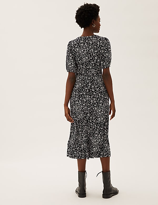 Jersey Animal Print Midi Tea Dress