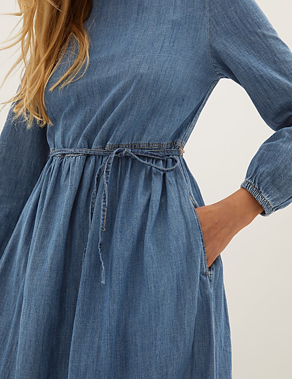 Pure Cotton Relaxed Denim Midi Dress
