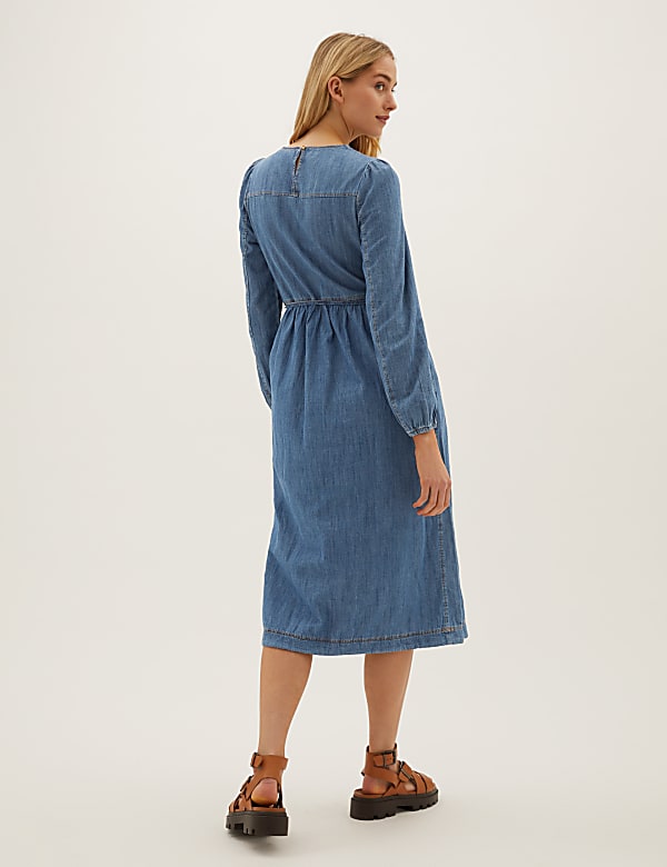 Pure Cotton Relaxed Denim Midi Dress