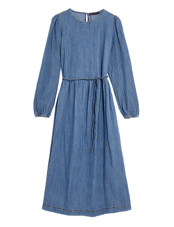 Pure Cotton Relaxed Denim Midi Dress