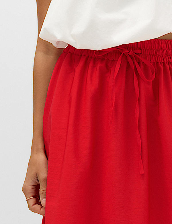 Tie Front Midi A-Line Skirt - EE
