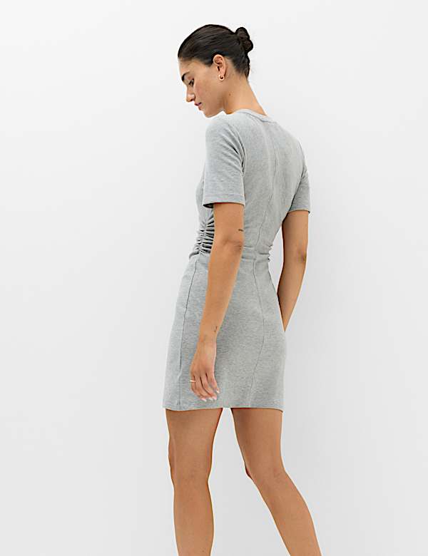 Jersey Ruched Mini T-Shirt Dress - KR