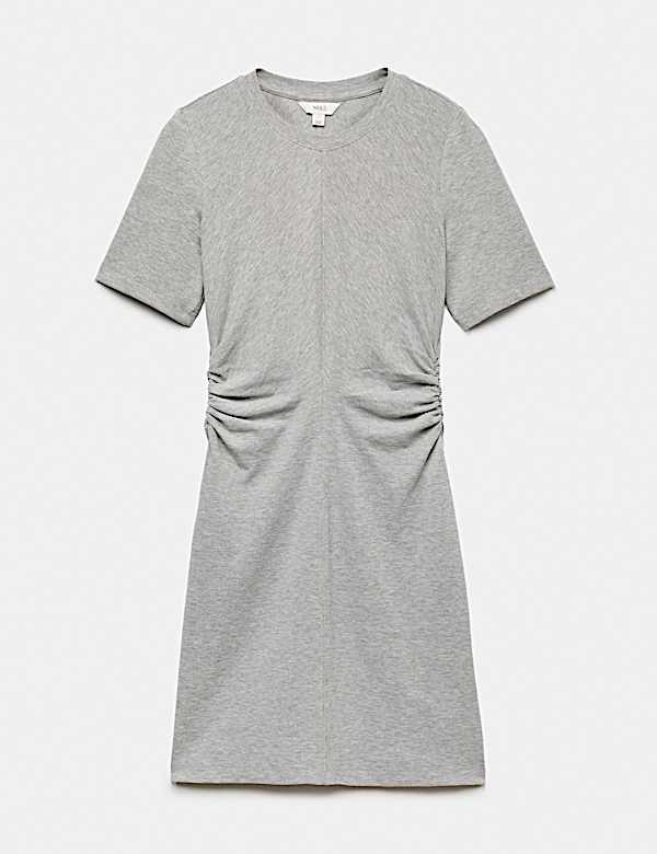 Robe t-shirt mini en jersey ruch&eacute; - LU