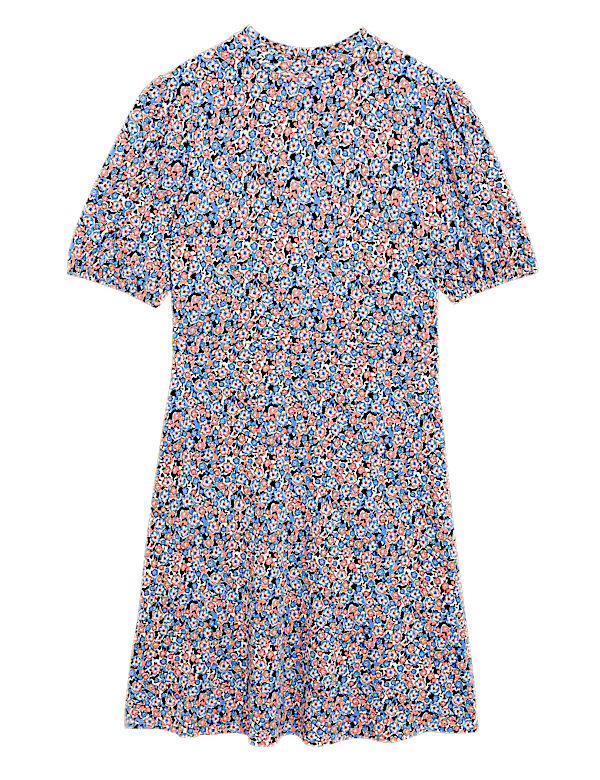 Jersey Floral High Neck Skater Dress