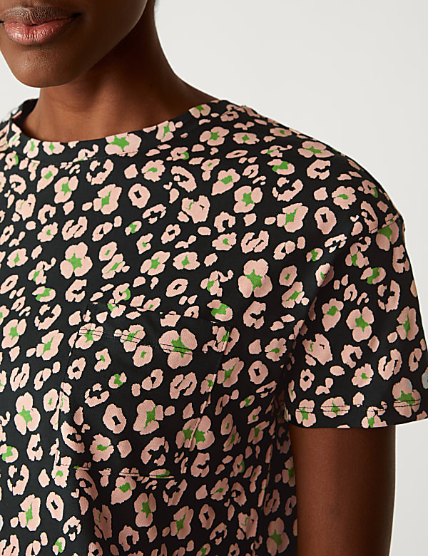 Pure Cotton Printed Mini T-Shirt Dress