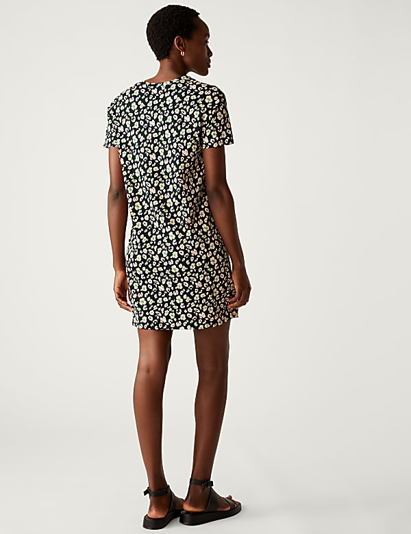 Pure Cotton Printed Mini T-Shirt Dress